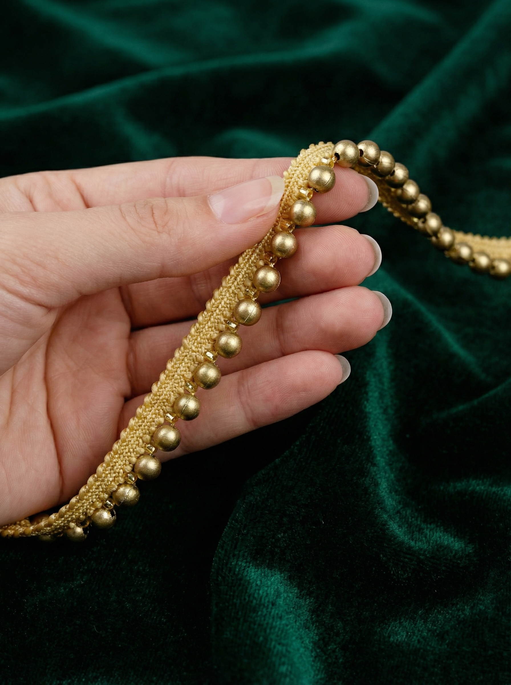 Бахрома-кант 2 матовое золото Малый жемчуг (9 м)