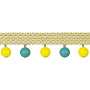 Бахрома с деревянными шариками MZ-5 лимонный/темно-бирюзовый (YELLOW/LIGHT BLUE) (3,4см/d1,5см/15м)